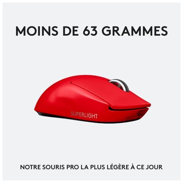 Souris Gamer droitier - Sans fil - LOGITECH G - Pro X Superlight - Rou