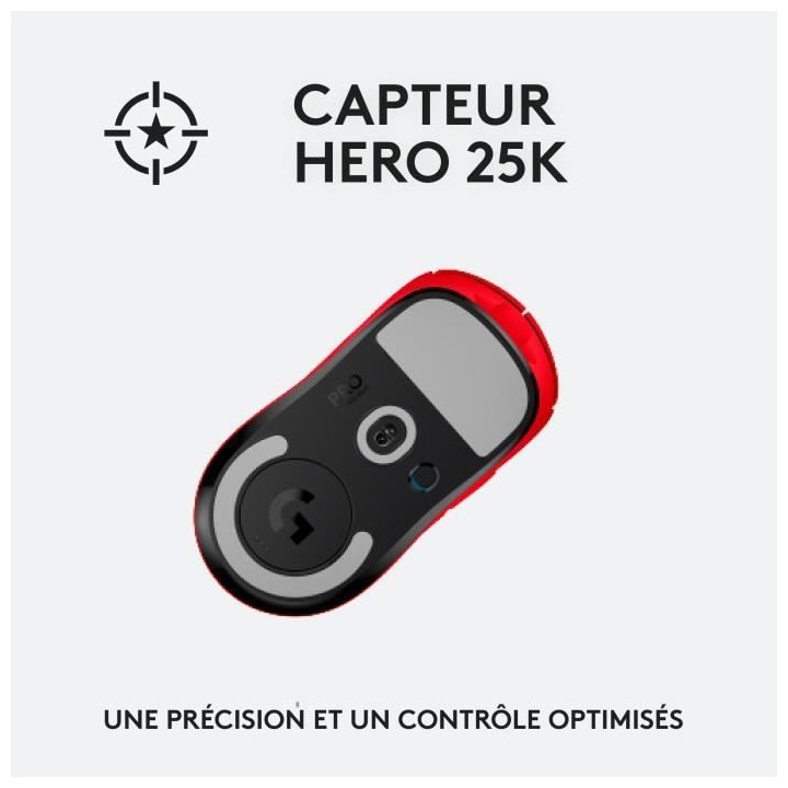 Souris Gamer droitier - Sans fil - LOGITECH G - Pro X Superlight - Rou