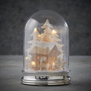 Cloche scene hiver blanc chaud led fonctionnant sur batterie - h9xd13c