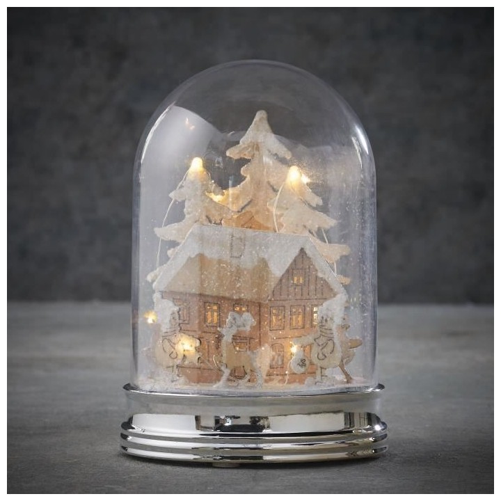 Cloche scene hiver blanc chaud led fonctionnant sur batterie - h9xd13c