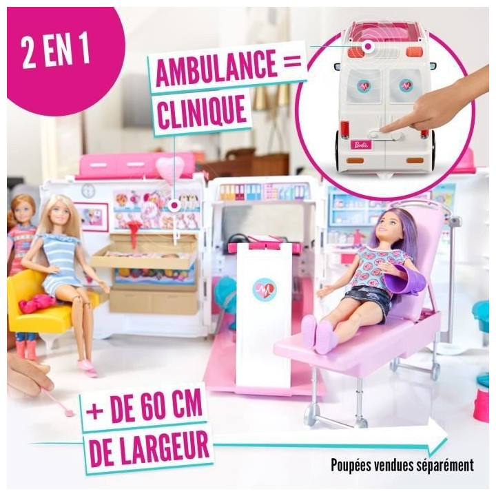 BARBIE - Véhicule Médical transformable en hôpital avec accessoires