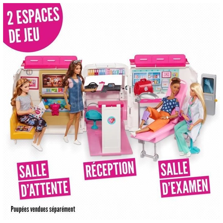 BARBIE - Véhicule Médical transformable en hôpital avec accessoires