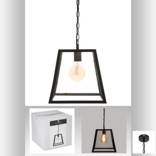 Suspension Metal Verre - Poe - Noir - 30 cm