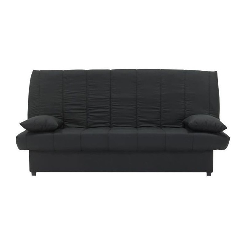 Banquette clic clac 3 places - Tissu noir - Style Contemporain - L 190 x P92 cm - MILA