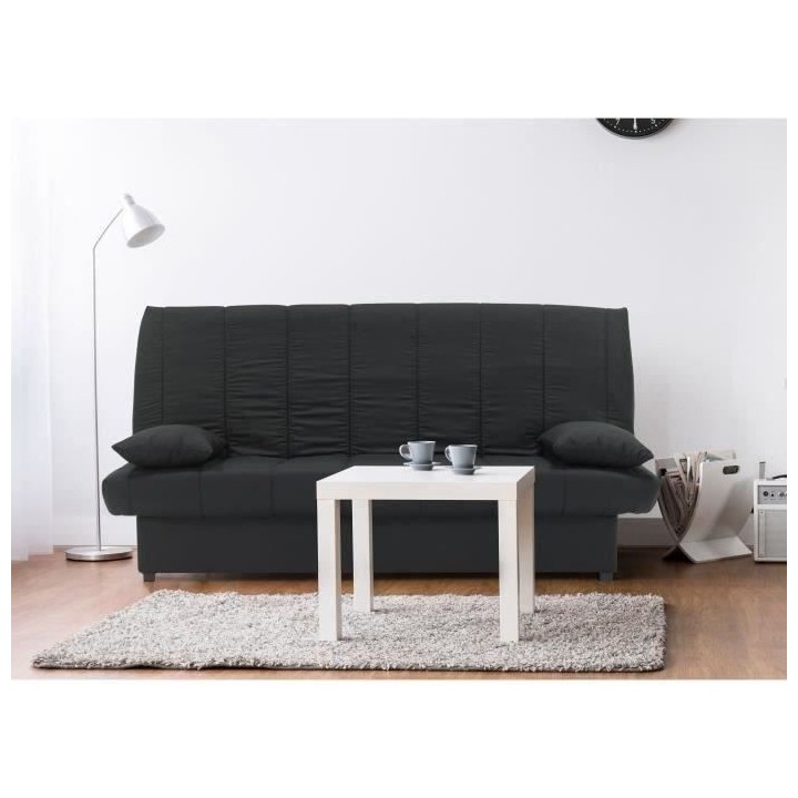 Banquette clic clac 3 places - Tissu noir - Style Contemporain - L 190