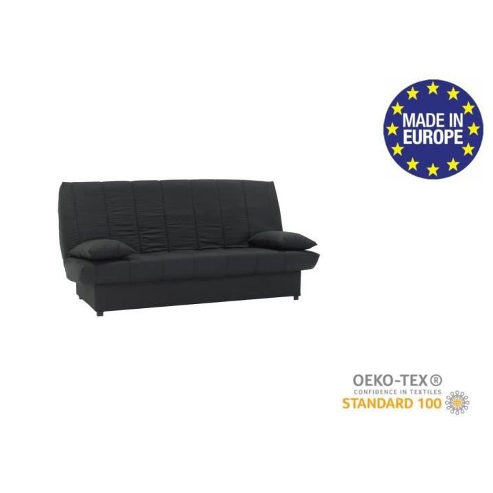 Banquette clic clac 3 places - Tissu noir - Style Contemporain - L 190