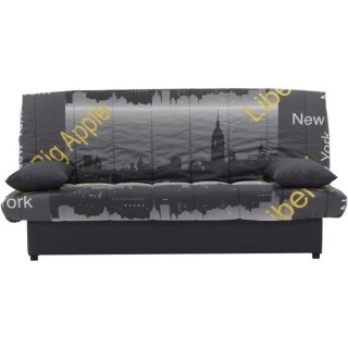 Banquette clic clac 3 places - Motif New York jaune - Style Contempora