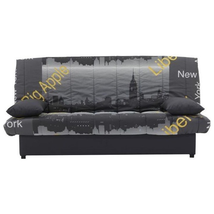 Banquette clic clac 3 places - Motif New York jaune - Style Contempora