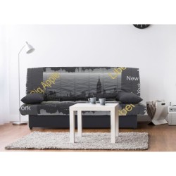 Banquette clic clac 3 places - Motif New York jaune - Style Contemporain - L 190 x P92 cm - MILA