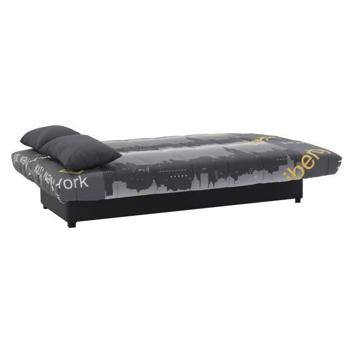 Banquette clic clac 3 places - Motif New York jaune - Style Contempora