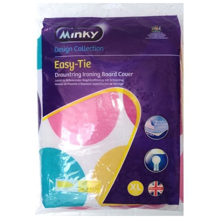 MINKY Housse de table a repasser easy-tie 125x45 cm