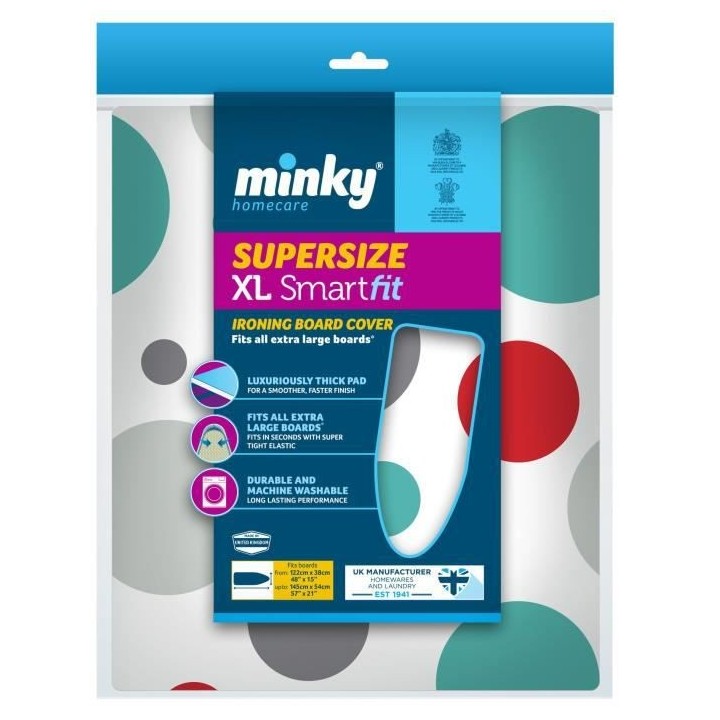 MINKY Housse de table a repasser supersize smart fit 145x54 cm