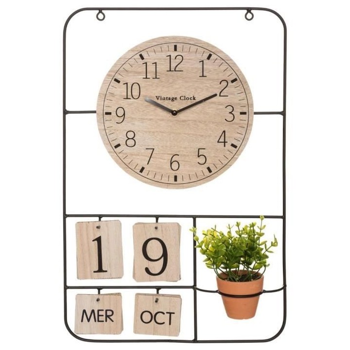 Horloge H52 Camille calendrier et plante art - Naturel clair