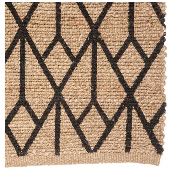 Tapis imprimé Géométrique - Noir - En jute - 70 x 140 cm