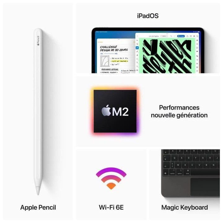 Apple - iPad Pro (2022) - 12.9 - WiFi + Cellular - 512 Go - Gris Sidé