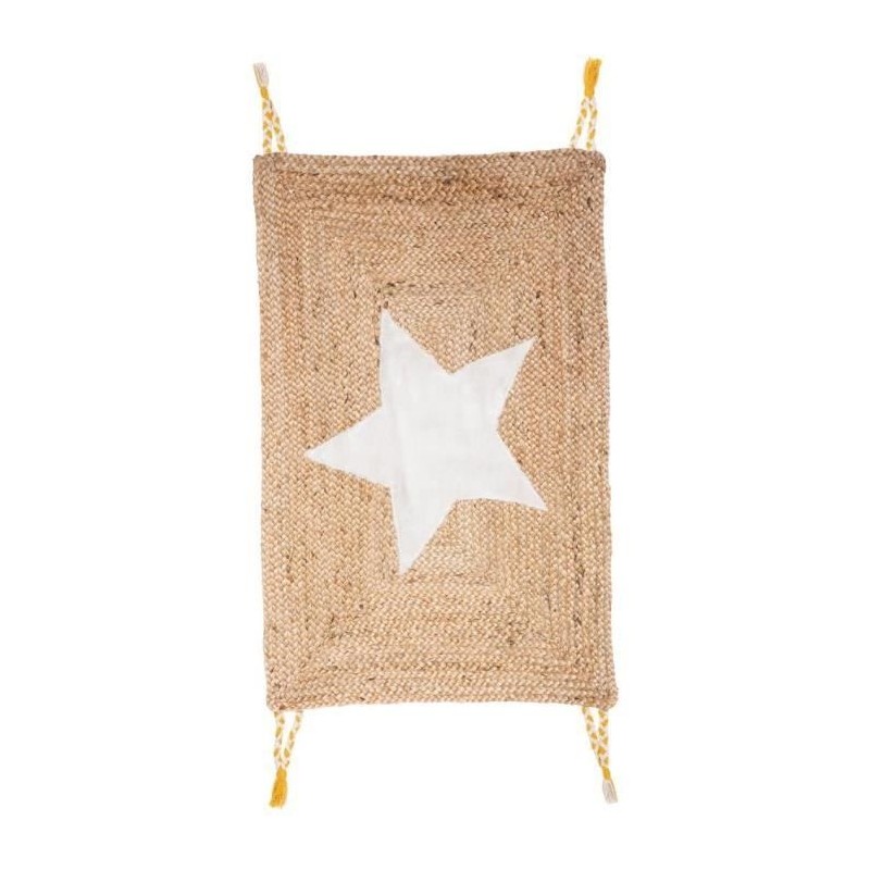 Tapis Douce Etoile pour enfant - Bleu - En jute - 60 x 90 cm