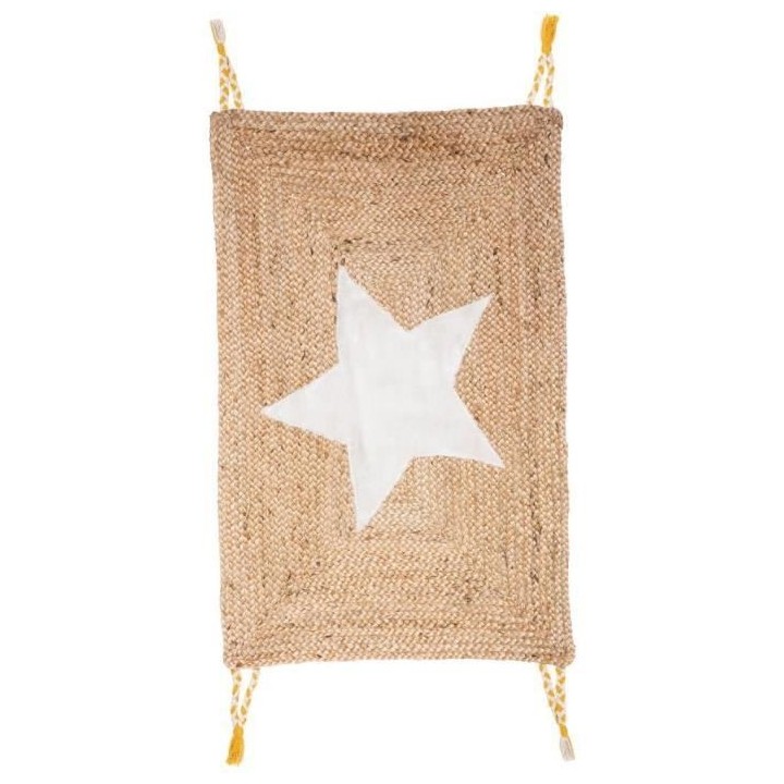 Tapis Douce Etoile pour enfant - Bleu - En jute - 60 x 90 cm