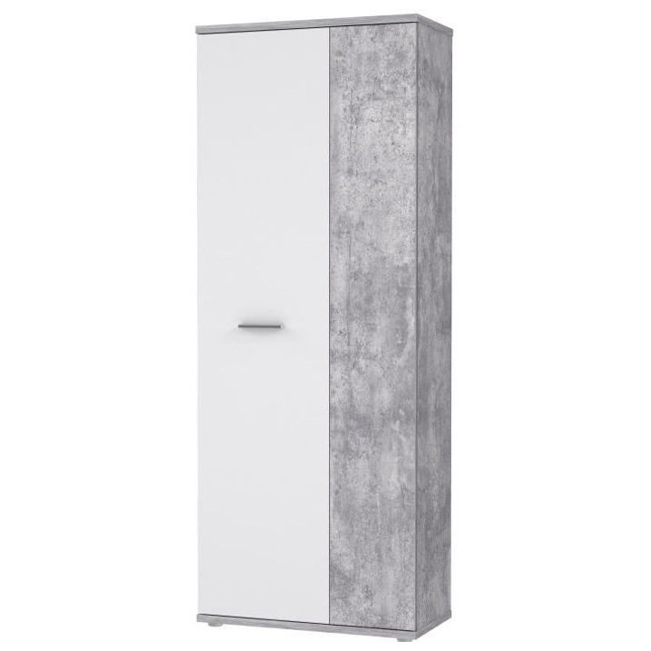 Armoire a chaussures MISCA - Style contemporain effet béton et blanc
