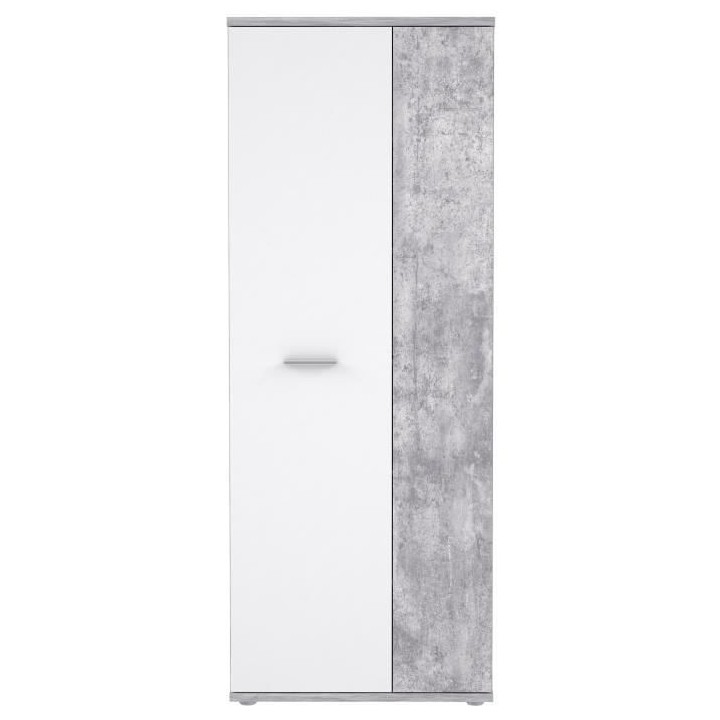 Armoire a chaussures MISCA - Style contemporain effet béton et blanc