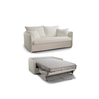 Canapé 3 places convertible express MYKONOS - Tissu bouclette blanc -