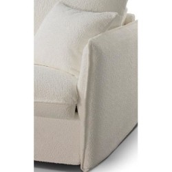 Canapé 3 places convertible express MYKONOS - Tissu bouclette blanc - Déhoussable - L 177 x P 104 x H 89 cm