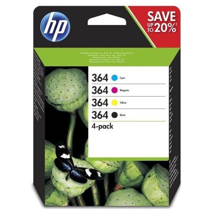 HP 364 Pack de 4 cartouches d'encre noire, cyan, jaune et magenta auth