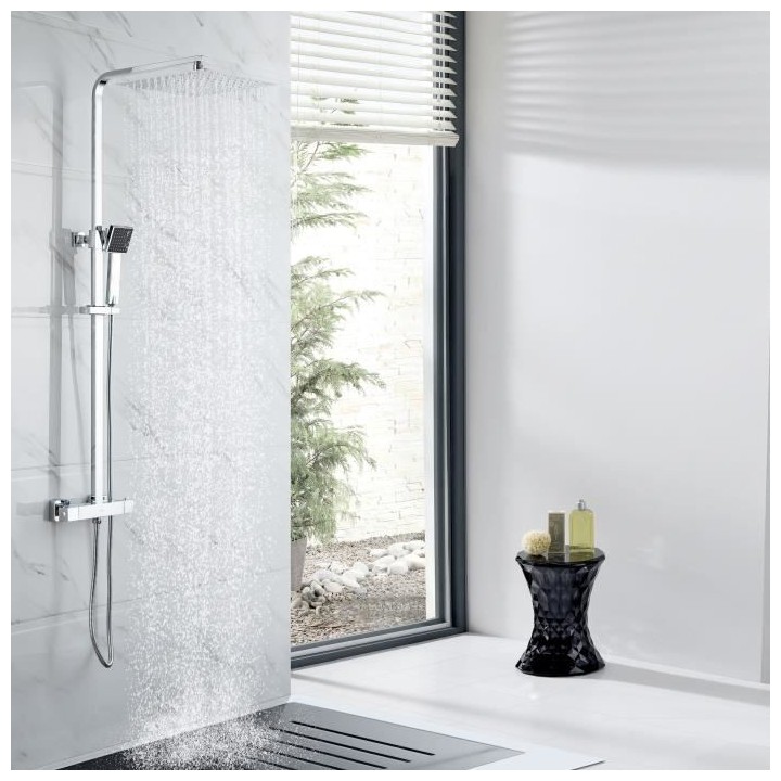 Colonne de douche OCEANIC - Mitigeur thermostatique - Pomme haute carr