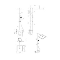 Colonne de douche OCEANIC - Mitigeur thermostatique - Pomme haute carrée 30x30 cm - Chrome