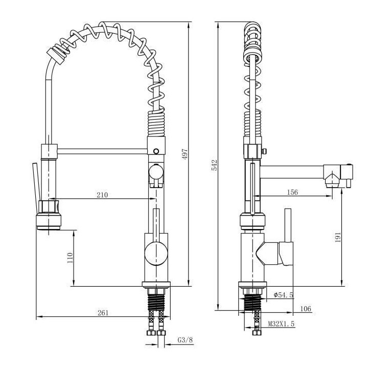 Robinet de cuisine - Mitigeur évier - Noir/Chrome - Rotatif 360° - 2