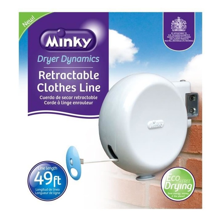MINKY Corde a linge Rétractable 15 m