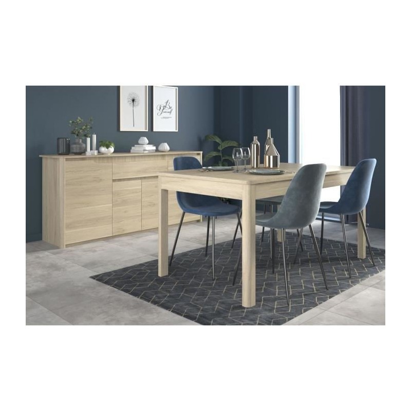 Ensemble salon BETTY - Buffet 4 portes+1 tiroir: L185.3 x P45,8 x H85,5cm + Table: L160 x P90 x H77,3cm -Fabriqué en France -PA