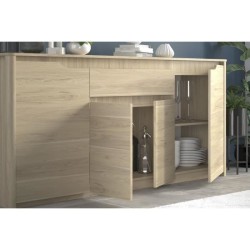 Ensemble salon BETTY - Buffet 4 portes+1 tiroir: L185.3 x P45,8 x H85,5cm + Table: L160 x P90 x H77,3cm -Fabriqué en France -PA