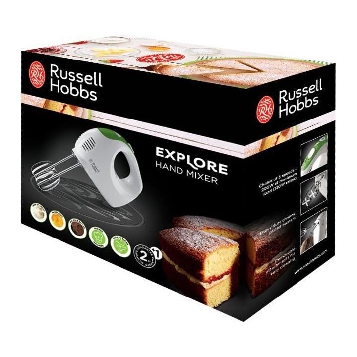 RUSSELL HOBBS 22230-56 Batteur Electrique Explore 200W, Fouets en Chro