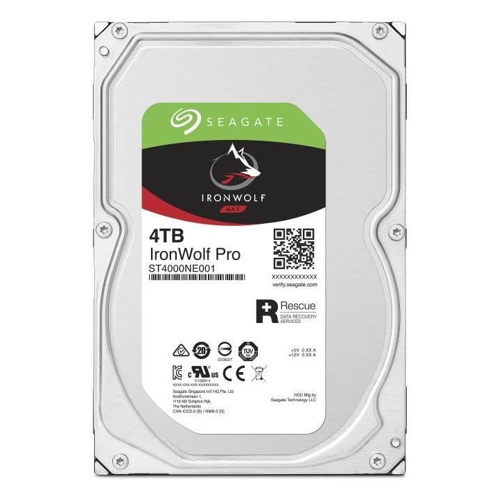 SEAGATE - Disque dur Interne - NAS IronWolf Pro - 4To - 7 200 tr/min -