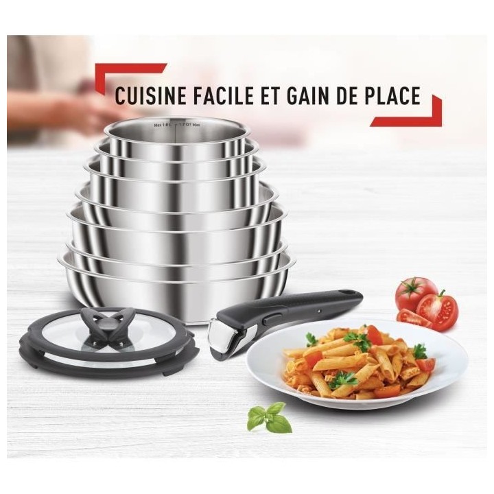 SEB L953SK04 COMPACT Batterie de cuisine 20 pieces inox induction, Poe