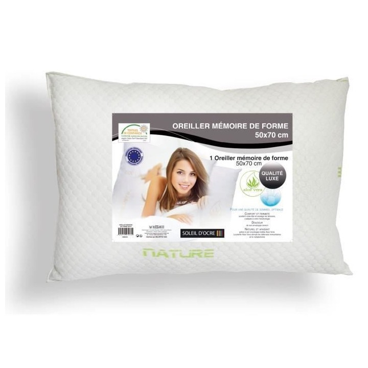 SOLEIL D'OCRE Oreiller mémoire de forme - Polyester - 50x70 cm - Blan
