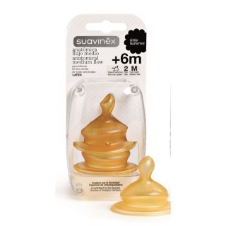 SUAVINEX 2 tétines physiologique - débit moyen latex +6m m