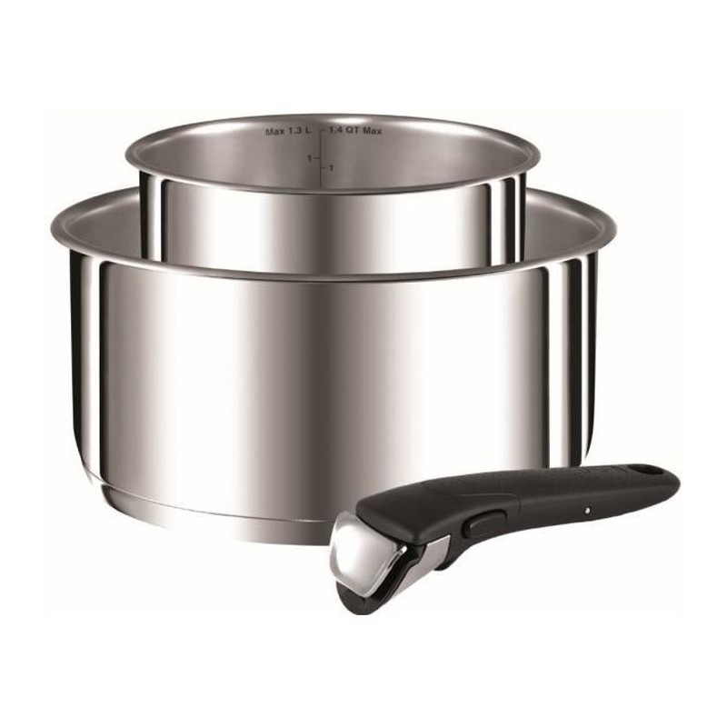 TEFAL L9408802 INGENIO PRÉFÉRENCE Set de 2 casseroles 16/20 cm + Poignée amovible - Induction - Inox