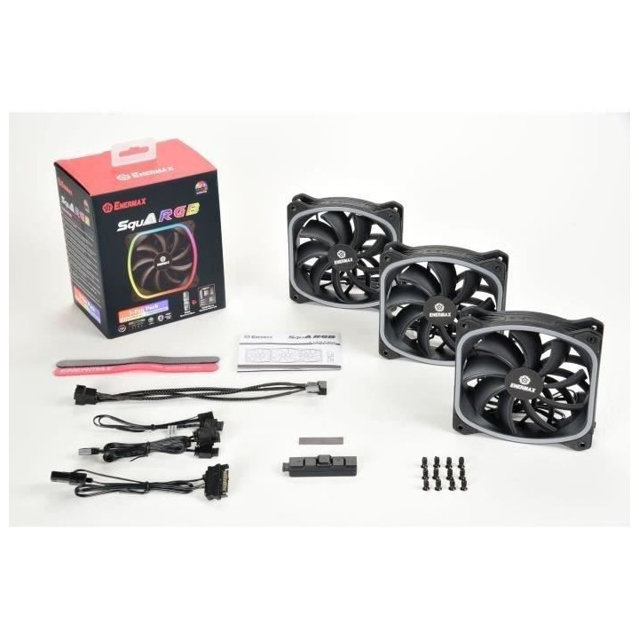 ENERMAX Ventilateur SquA RGB ultra-silencieux, X3 (UCSQARGB12P-BP3)
