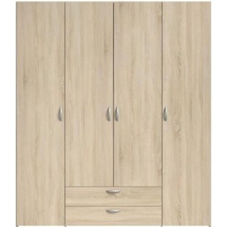 PARISOT Armoire 4 portes battantes + 2 tiroirs - Décor chene - L 160