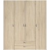 PARISOT Armoire 4 portes battantes + 2 tiroirs - Décor chene - L 160 x H 185 x P 51 cm - VARIA