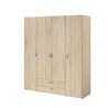 PARISOT Armoire 4 portes battantes + 2 tiroirs - Décor chene - L 160 x H 185 x P 51 cm - VARIA