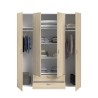 PARISOT Armoire 4 portes battantes + 2 tiroirs - Décor chene - L 160 x H 185 x P 51 cm - VARIA