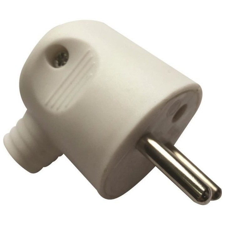 VOLTMAN Fiche électrique mâle 2P+T - Sortie latérale - Blanc