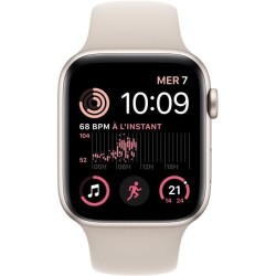 Apple Watch SE GPS (2e génération) + Cellular - 44mm - Boîtier Starlight Aluminium - Bracelet Starlight Sport Band Regular