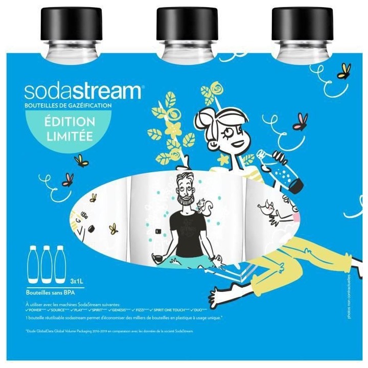 SODASTREAM Pack de 3 bouteilles de gazéification grand modele - Motif