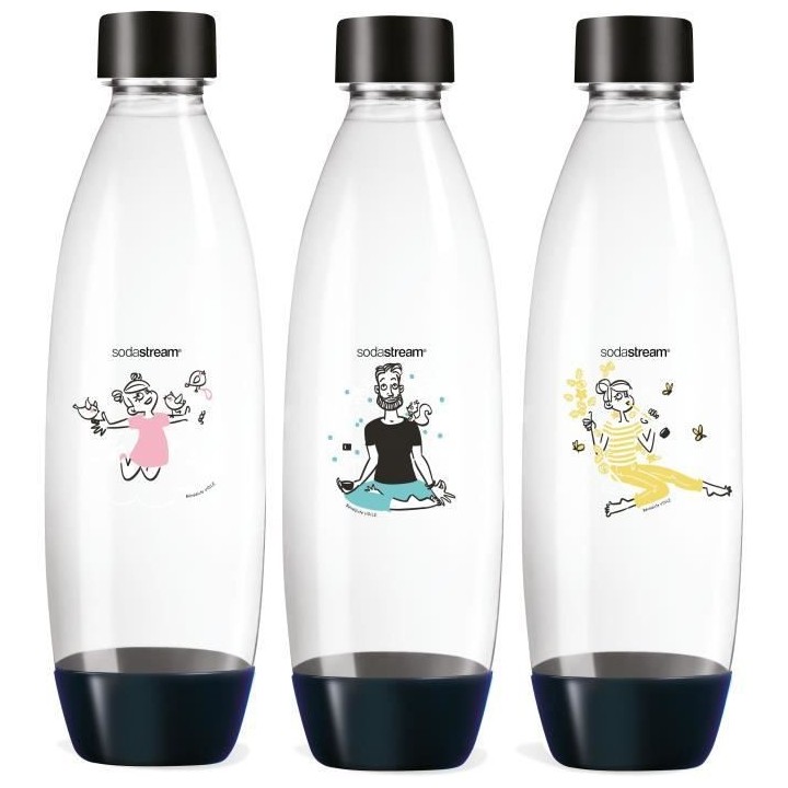 SODASTREAM Pack de 3 bouteilles de gazéification grand modele - Motif