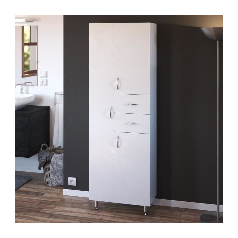 ARMANDO Armoire de Salle de bain 3 portes - L 60 cm - Blanc