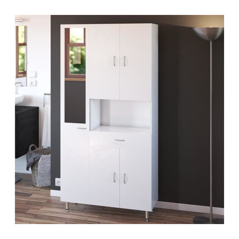 ARMANDO Armoire de salle de bain 5 portes L 88 cm - Blanc Mat