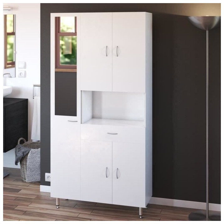 ARMANDO Armoire de salle de bain 5 portes L 88 cm - Blanc Mat